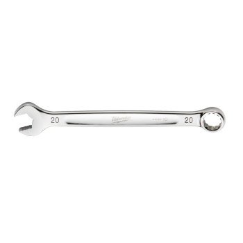 Milwaukee 45-96-9520 Combination Wrench, Metric, 20 mm Head, 10.31 in L, 12-Point, Steel, Chrome