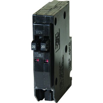 Square D QO QO2020CP Circuit Breaker, Mini, Tandem, 20 A, 1 -Pole, 120/240 V, Plug Mounting, Black