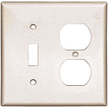 Eaton Cooper Wiring 2138W-BOX Combination Wallplate, 4-1/2 in L, 4.56 in W, 2 -Gang, Thermoset, White, High-Gloss