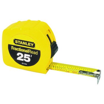 STANLEY 30-454 Measuring Tape, 25 ft L Blade, 1 in W Blade, Steel Blade, ABS Case, Closed Case