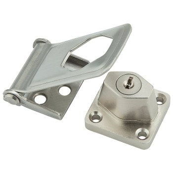 National Hardware V921 Series N102-804 Key Locking Hasp, 3-1/2 in L, 3-1/2 in W, Stainless Steel