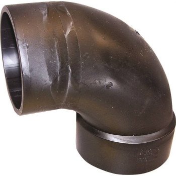 Canplas 102454LBC Sanitary Street Pipe Elbow, 4 in, Spigot x Hub, 90 deg Angle, ABS, Black