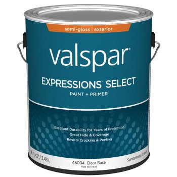 Valspar Expressions Select 4600 028.0046004.007 Latex Paint, Acrylic Base, Semi-Gloss Sheen, Clear Base, 1 gal