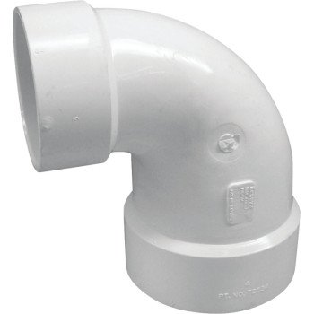 Canplas 192223 Reducing Closet Bend Pipe Elbow, 4 x 3 in, Hub, 90 deg Angle, PVC, White