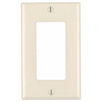 Leviton 80401-T Wallplate, 4-1/2 in L, 2-3/4 in W, 1-Gang, Thermoset Plastic, Light Almond, Smooth