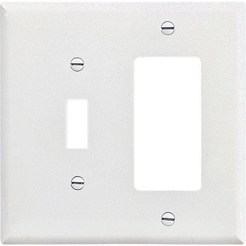 Eaton PJ126W Wallplate, 4.92 in L, 4.88 in W, 2-Gang, Polycarbonate, White, High-Gloss