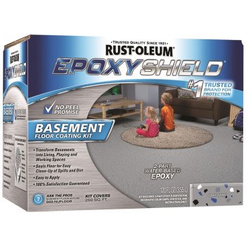 Rust-Oleum 203007 Basement Floor Coating Kit, Satin, Gray, Liquid