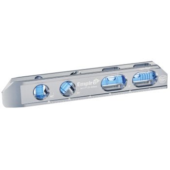 Empire True Blue Series EM71.8 Magnetic Billet Torpedo Level, 8 in L, 4-Vial, Magnetic, Aluminum, Silver