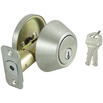 ProSource Signature Series D261-RU5B Deadbolt, 3 Grade, Stainless Steel, 2-3/8, 2-3/4 in Backset, KW1 Keyway