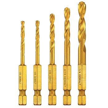 DEWALT IMPACT READY Series DD5155 Drill Bit Set, 5-Piece, Steel, Titanium