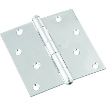 National Hardware N830-276 Square Corner Door Hinge, Stainless Steel, Zinc, Non-Rising, Removable Pin, 55 lb