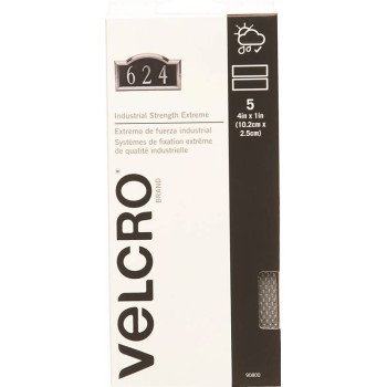 VELCRO Brand 90800 Fastener, 1 in W, 4 in L, Nylon, Titanium, Rubber Adhesive