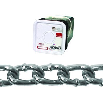 Campbell 0322026 Twist Link Coil Chain, #2/0, 175 ft L, 520 lb Working Load, Steel, Zinc