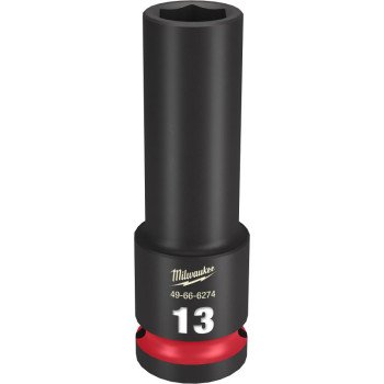 Milwaukee SHOCKWAVE Impact Duty Series 49-66-6274 Deep Impact Socket, 13 mm Socket, 1/2 in Drive, Square Drive, 6-Point