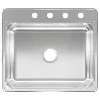 Kindred CSLA2522-7-4N Kitchen Sink, 25 in OAW, 7 in OAD, 22 in OAH, Stainless Steel, Topmount/Drop-In, 1-Bowl