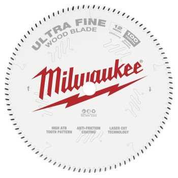 Milwaukee 48-40-1228 Circular Saw Blade, 12 in Dia, 1 in Arbor, 100-Teeth, Carbide Cutting Edge