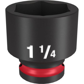 Milwaukee SHOCKWAVE Impact Duty Series 49-66-6214 Shallow Impact Socket, 1-1/4 in Socket, 1/2 in Drive, Square Drive