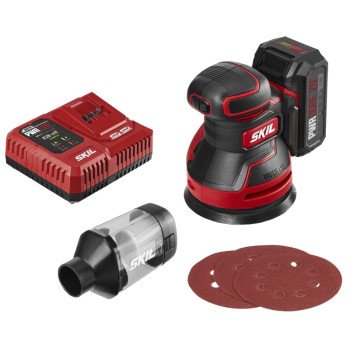 Skil SR660302 Random Orbit Sander Kit, Tool Only, 20 V, 2 Ah, 125 mm Pad/Disc