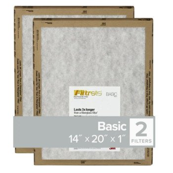 Filtrete FPL05-2PK-24 Air Filter, 20 in L, 14 in W, 2 MERV, For: Air Conditioner, Furnace and HVAC System