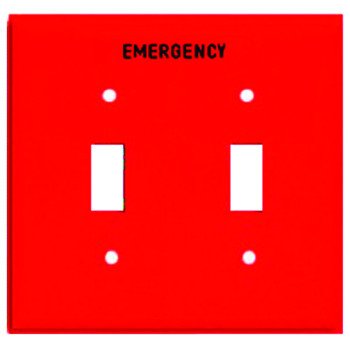 Eaton Wiring Devices PJ2EMRD Emergency Wallplate, 4-7/8 in L, 4.94 in W, 2 -Gang, Polycarbonate, Red, High-Gloss