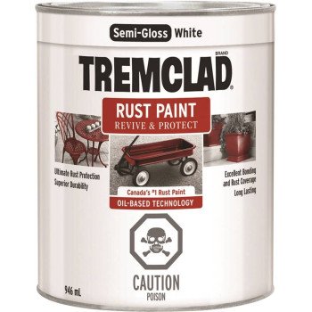 Tremclad 254933 Rust Preventative Paint, Oil, Semi-Gloss, White, 946 mL, Can