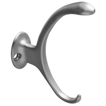 National Hardware V8008 N806-808 Garment Hook, 2-Hook, Zinc, Satin Nickel