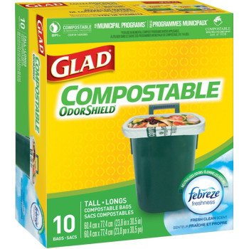 Glad Easy-Tie 78163FRM5 Tall Compostable Bag, 42.5 L, Polyester, Tan