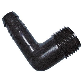 Rain Bird SWGE10 Elbow, 1/2 in Connection, MNPT x Barb, Polyethylene, Black