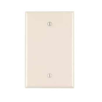 Leviton PJ13-T Blank Wallplate, 4-7/8 in L, 3-1/8 in W, 1/4 in Thick, 1 -Gang, Nylon, Light Almond, Box Mounting