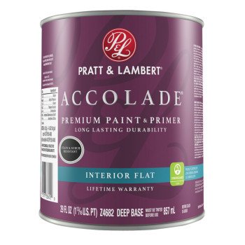 Pratt & Lambert Accolade 0000Z4682-14 Interior Paint, Flat Sheen, Deep, 29 oz, 400 sq-ft Coverage Area