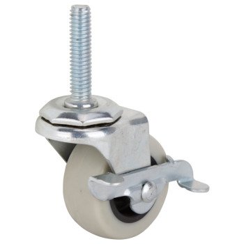 ProSource JC-N07-G Swivel Caster with Brake, 2 in Dia Wheel, 2 in W Wheel, Thermoplastic Rubber Wheel, Gray, 102 lb