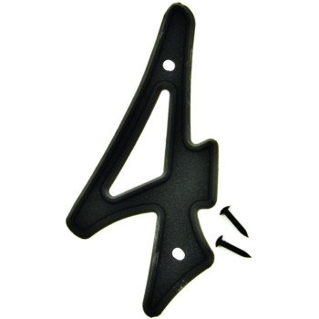 Hy-Ko PN-29/4 House Number, Character: 4, 4 in H Character, Black Character, Plastic