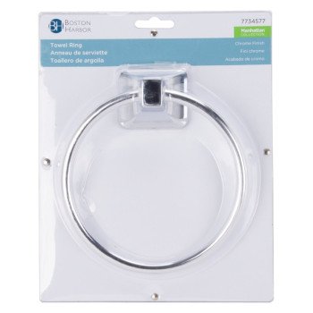 Boston Harbor CSC 8586-3L Towel Ring, 5-7/8 in Dia Ring, Wall Mounting