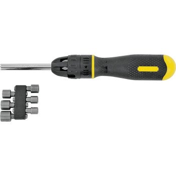 STANLEY 68-010 Ratcheting Screwdriver, 10-in-1 Drive, 10-1/2 in OAL, Rubber Handle, Ergonomic Handle