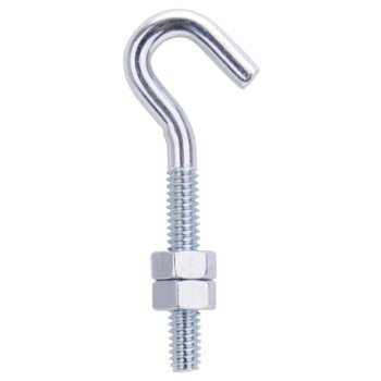 ProSource LR324 Hook Bolt, 6.2 in Thread, 1.5 in L Thread, 2-5/8 in L, Steel, Zinc