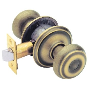 Schlage Georgian Series F10VGEO609 Passage Knob, Metal, Antique Brass, 2-3/8, 2-3/4 in Backset, 1.63 x 2.25 in Strike