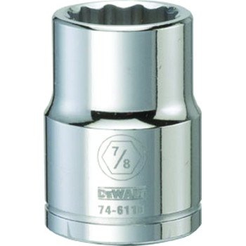 DEWALT DWMT74611OSP Drive Socket, 7/8 in Socket, 3/4 in Drive, 12-Point, Vanadium Steel, Polished Chrome