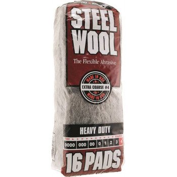 Homax 106607-06 Steel Wool, #4 Grit, Extra Coarse, Gray