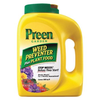 Preen 21-63902 Weed Preventer Plus Plant Food, Granular, 5-5/8 lb Bottle