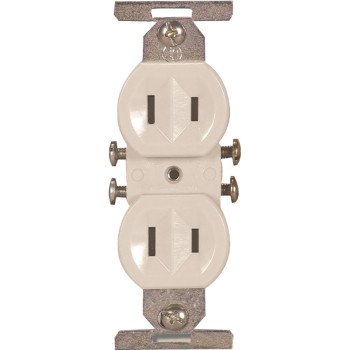 Eaton Wiring Devices 736W-BOX Duplex Receptacle, 2 -Pole, 15 A, 125 V, Side Wiring, NEMA: 1-15R, White