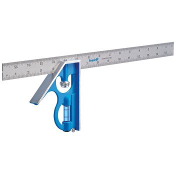 Empire True Blue Series E280 Combination Square, 16 in L Blade, SAE Graduation, Stainless Steel Blade