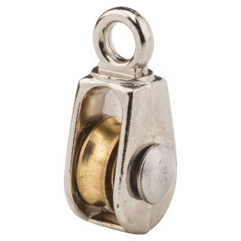 National Hardware N243-584 Pulley, 3/16 in Rope, 15 lb Working Load, 1/2 in Sheave, Nickel