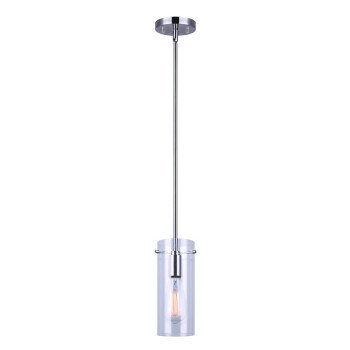 Canarm JONI IPL759A01BN Pendant Light, 120 V, 100 W, 1-Lamp, Type A Lamp, Metal Fixture, Silver Fixture