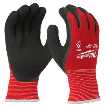 Milwaukee 48-22-8913 Dipped, Insulated Gloves, Unisex, XL, 11.4 in L, Knit Cuff, Nylon, Red/Black