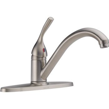 Delta Classic Series 400-SS-DST Kitchen Faucet, 1.8 gpm, 4-Faucet Hole, Metal, Stainless, Deck, 8 in Faucet Centers