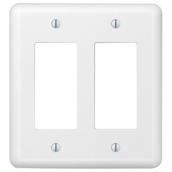 AmerTac Devon 935RRW Wallplate, 5 in L, 4-5/8 in W, 2 -Gang, Steel, White