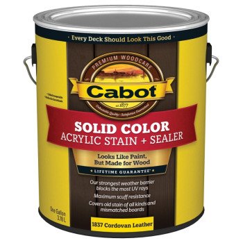 Cabot 1800 Series 140.0001837.007 Solid Color Decking Stain, Low-Lustre, Cordovan Brown, Liquid, 1 gal, Can