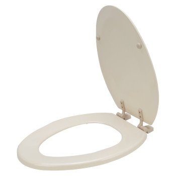 ProSource T-19WM-B-3L Toilet Seat, Elongated, MDF Molded Fiberboard, Bone, Plastic Hinge