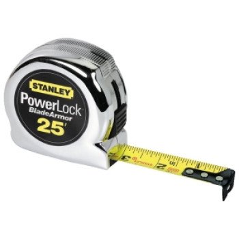 STANLEY 33-525 Tape Measure, 25 ft L Blade, 1 in W Blade, Steel Blade, ABS Case, Chrome Case