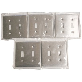 Leviton 003-84009-000 Wallplate, 4-1/2 in L, 2-3/4 in W, 2 -Gang, 430 Stainless Steel, Stainless Steel, Smooth